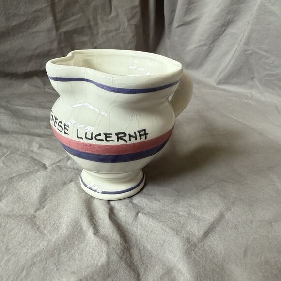 Vintage "Locanda Ticinese Lucerna" Restaurant Swiss Ceramic Creamer Dish 4" Tall - Picture 4 of 10